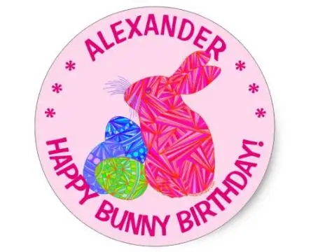 

1.5inch Z Pink Easter Bunny Easter Themed Birthday Party Classic Round Sticker