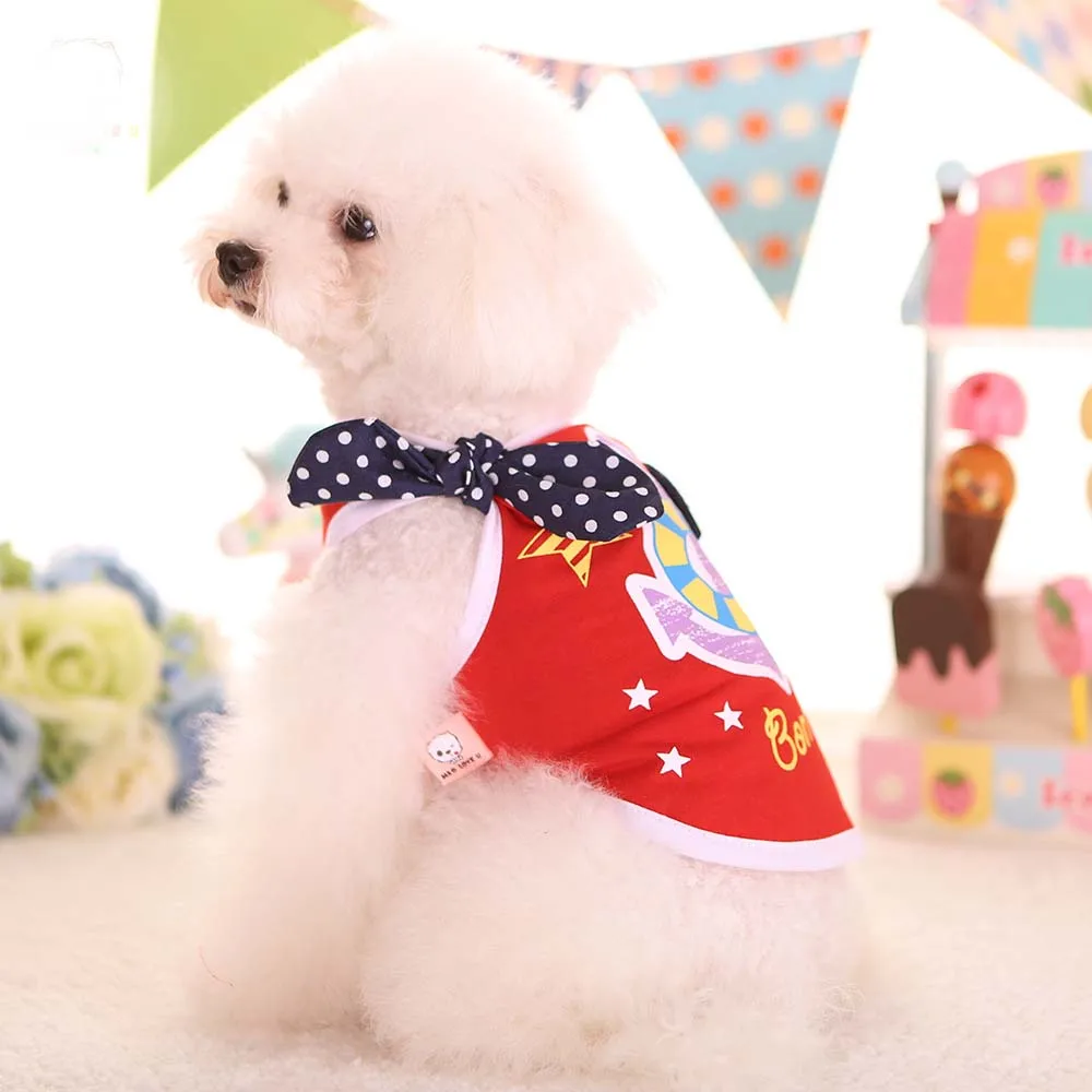 Cute Bow sailor dog pet cat costume jacket puppy hoodie shirt vest clothing for strip cotton chihuahua small clothes | Дом и сад