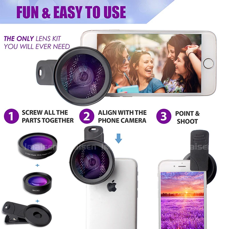 Mobile phone lens HD Undistorted wide-angle macro 2-in-1 Outdoor shooting | Мобильные телефоны и аксессуары