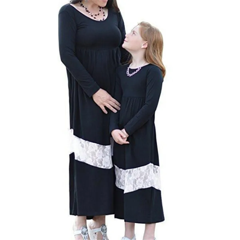 Осенние платья для мамы и дочки Лидер продаж 2018 года Одинаковая одежда семьи