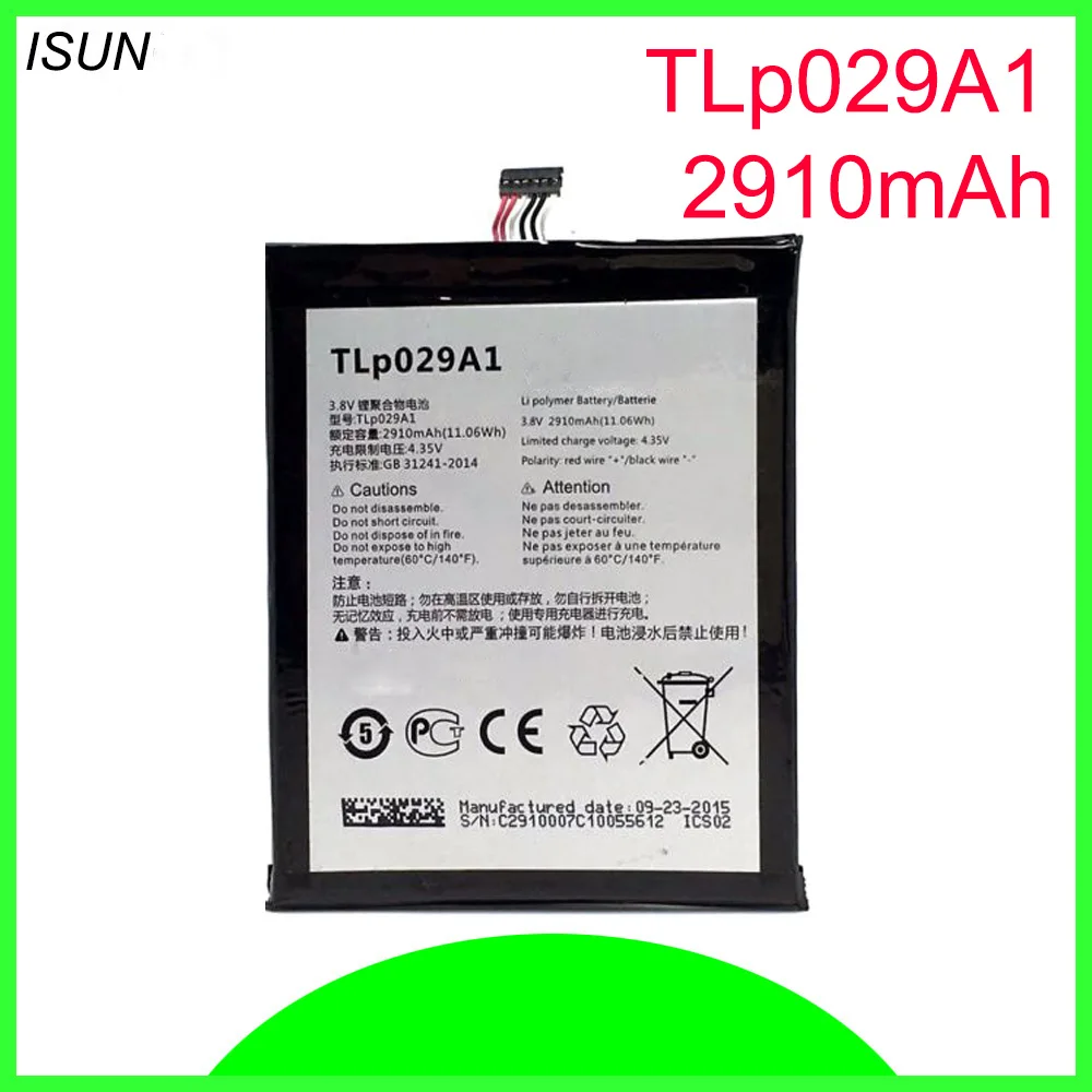 ISUNOO 5 шт./лот 3 8 в 2910 мАч TLp029A1 / TLp029AJ для Alcatel OneTouch Pop &quotOT 5025 OT 5025D|Аккумуляторы