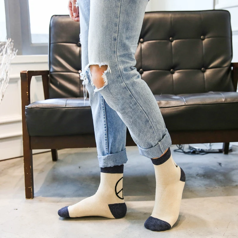 Высококачественные мужские носки из хлопка с логотипом мира модные повседневные