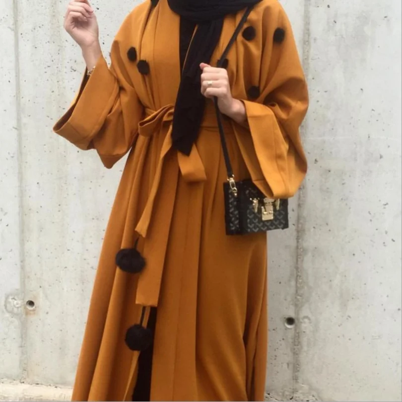 Мусульманское платье с аппликацией Abaya кардиган длинный халат кимоно Jubah Ближний