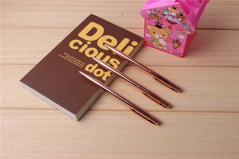 GENKKY 10 шт Розовое золото шариковая ручка из нержавеющей стали стержень вращающийся металлический Шариковая ручка Канцтовары, шариковая ручка
