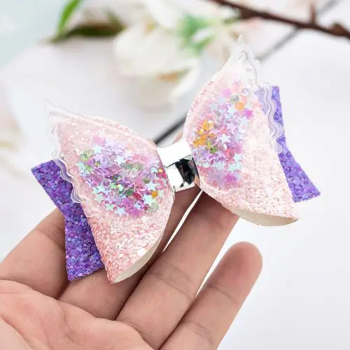 purple Блестящие заколки с крыльями для принцессы, блестящие заколки для волос с зажимом для танцевальной вечеринки, заколки для волос, аксессуары для волос для девочек - Цвет: purple