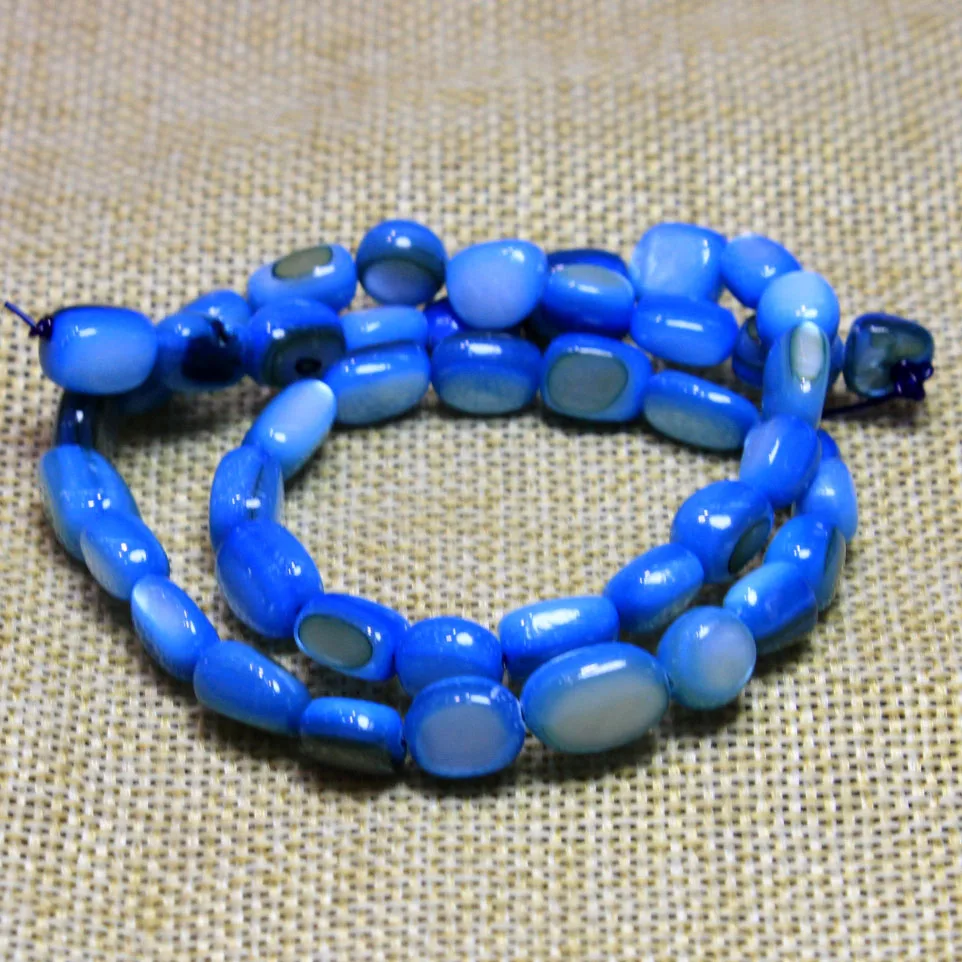 Оптовая продажа гравий натуральная раковина 5 8 мм краска морские синие Бусины