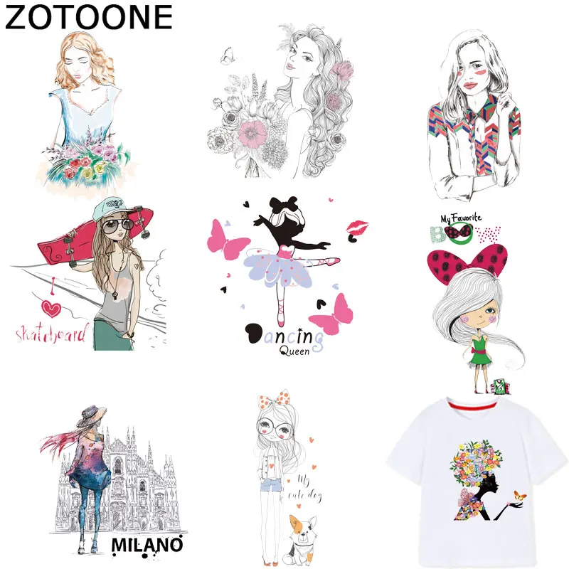 ZOTOONE милые Стикеры для девочек патчи детей утюжок переноса одежды футболка