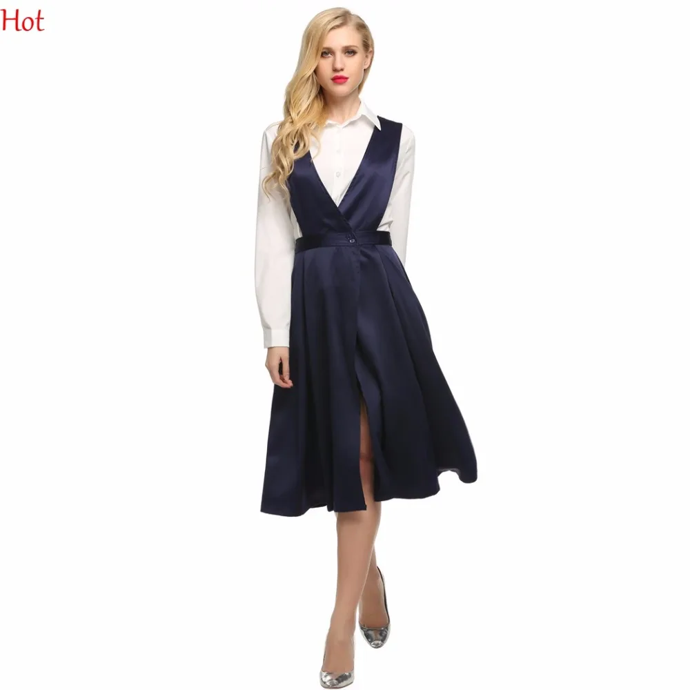 Модные подтяжки юбки Для женщин оборками плиссированные длинные по колено юбка