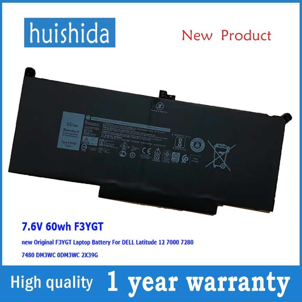 7 6 в 60 Вт/ч F3YGT новый оригинальный аккумулятор для ноутбука Dell Latitude 12 7000 7280 7480 2X39 X g