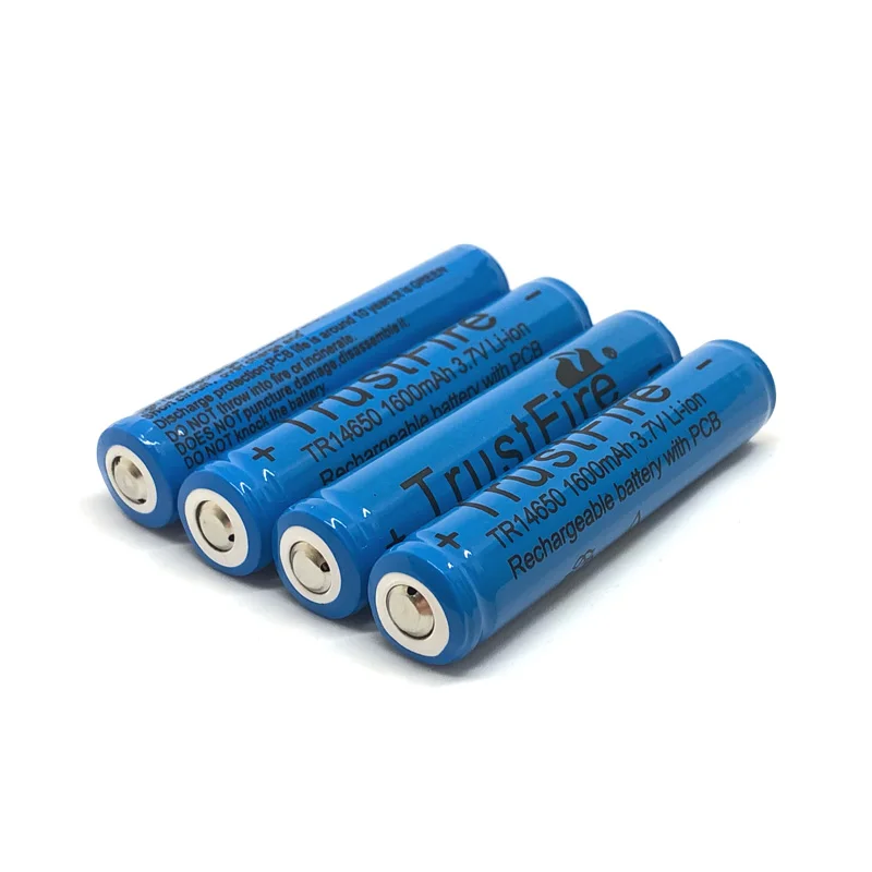 10pcs/lot TrustFire 14650 1600mAh 3.7V Lithium Protected Battery Rechargeable Batteries with PCB Power Source For LED Flashlight