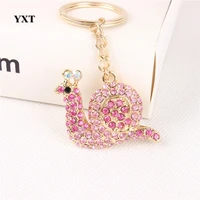 new design pink snail cute crystal charm pendant purse handbag car key keyring keychain party wedding gift accessories