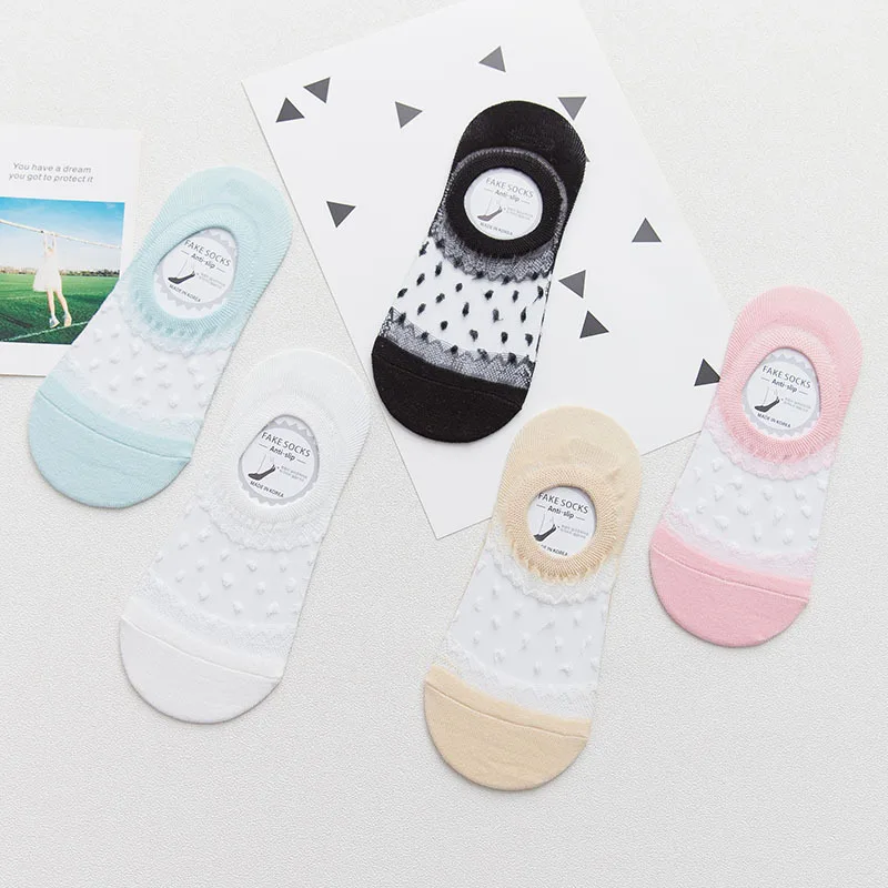 Летние новые женские Короткие хлопковые носки повседневные кружевные сетчатые