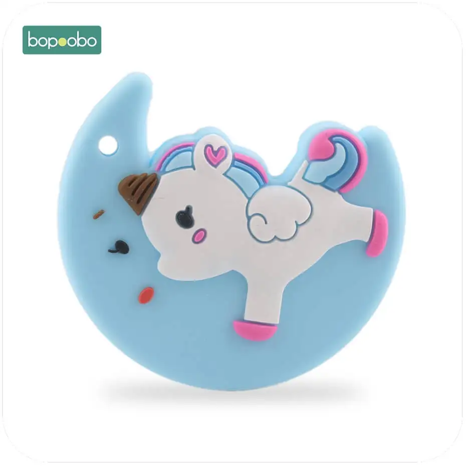 Bopoobo 1 шт., детский прорезыватель, BPA бесплатно, силиконовый Прорезыватель для зубов, Прорезыватель зубов, силиконовый Прорезыватель зубов "Львенок", детский товар, силиконовый Прорезыватель - Цвет: Blue moon Unicorn