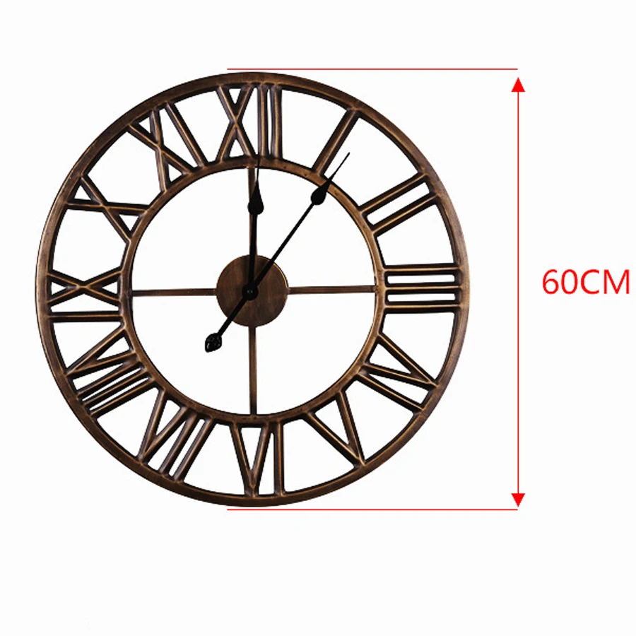 

Retro Large Wall Clock Modern Design European Metal Roman Number Creative Iron Watch Big wall clock Home Decor