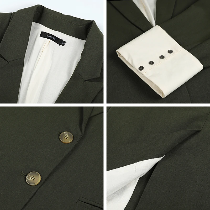 Женский блейзер в винтажном стиле темно-зеленый однобортный Блейзер на шнуровке