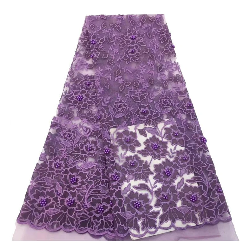 Me-dusa Hollow flower bead High quality fashion dress African tulle lace french wedding fabric 2019 newest 5yards/pcs | Аксессуары для