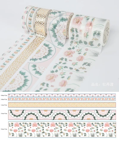 

3 Size Gold Light Pink Peony Design 1 Pcs Washi Tape Masking Tape Diy Planner Diary Scrapbooking As Gift Home Decor