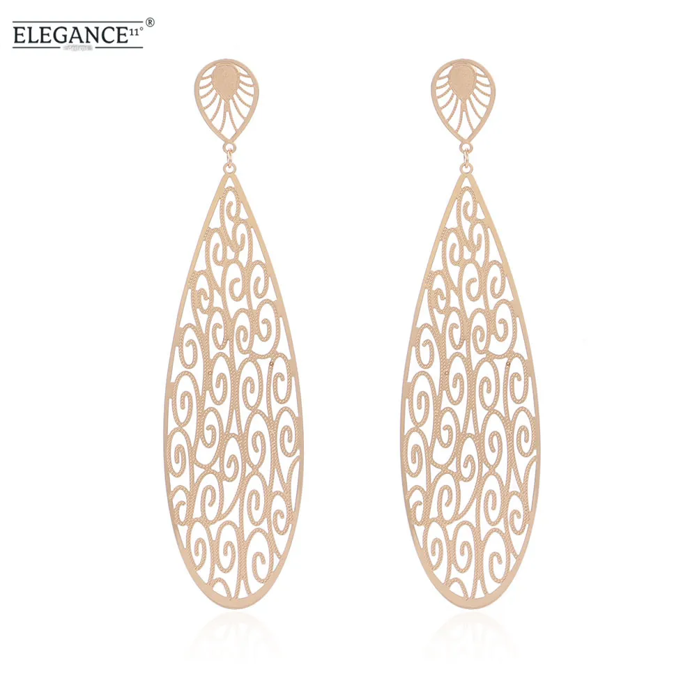 Элегантные богемные Золотые Большие серьги женские массивные висячие в форме