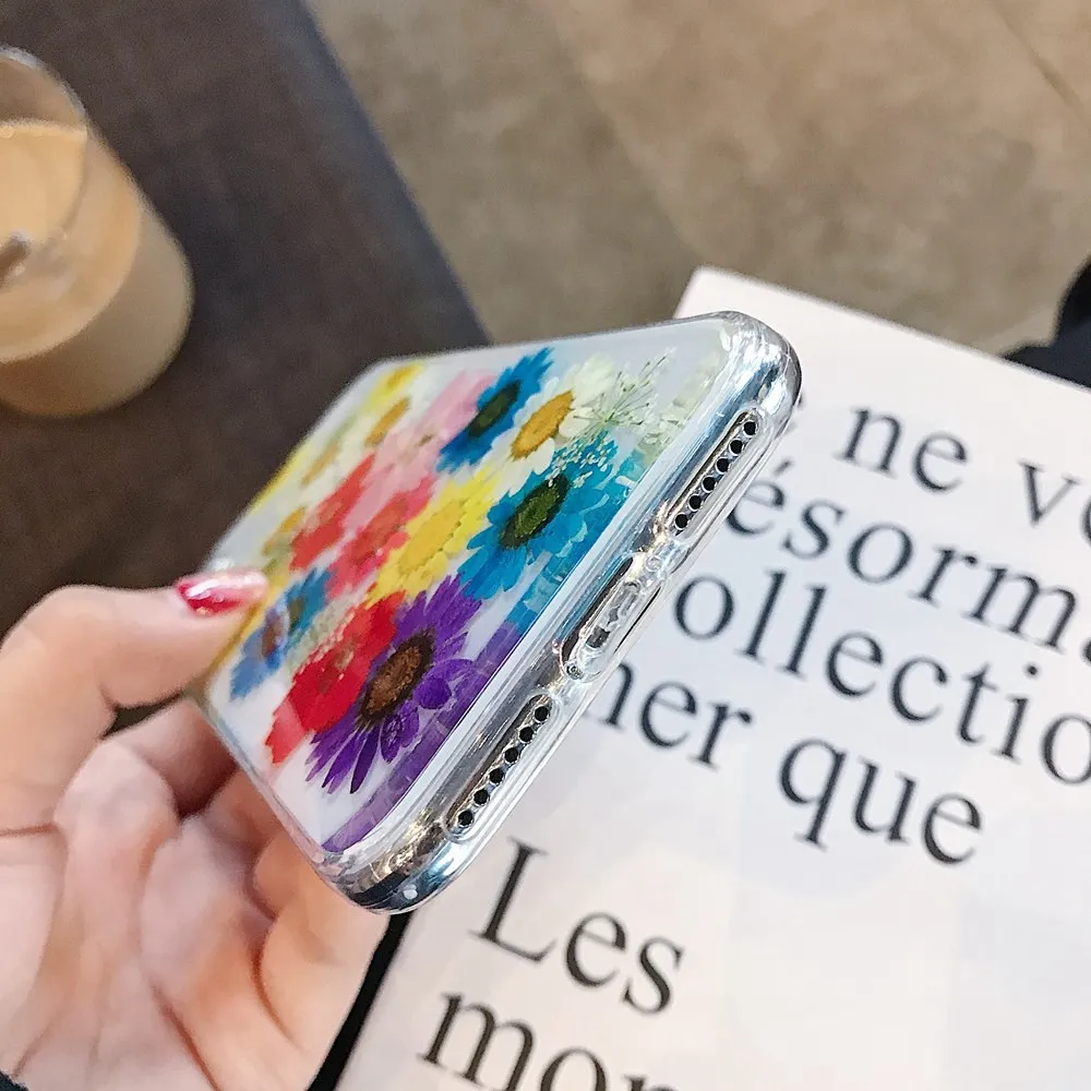 Чехол KISSCASE с настоящим цветочным узором для iPhone X XR XS MAX 7 8 Plus мягкие чехлы обложки