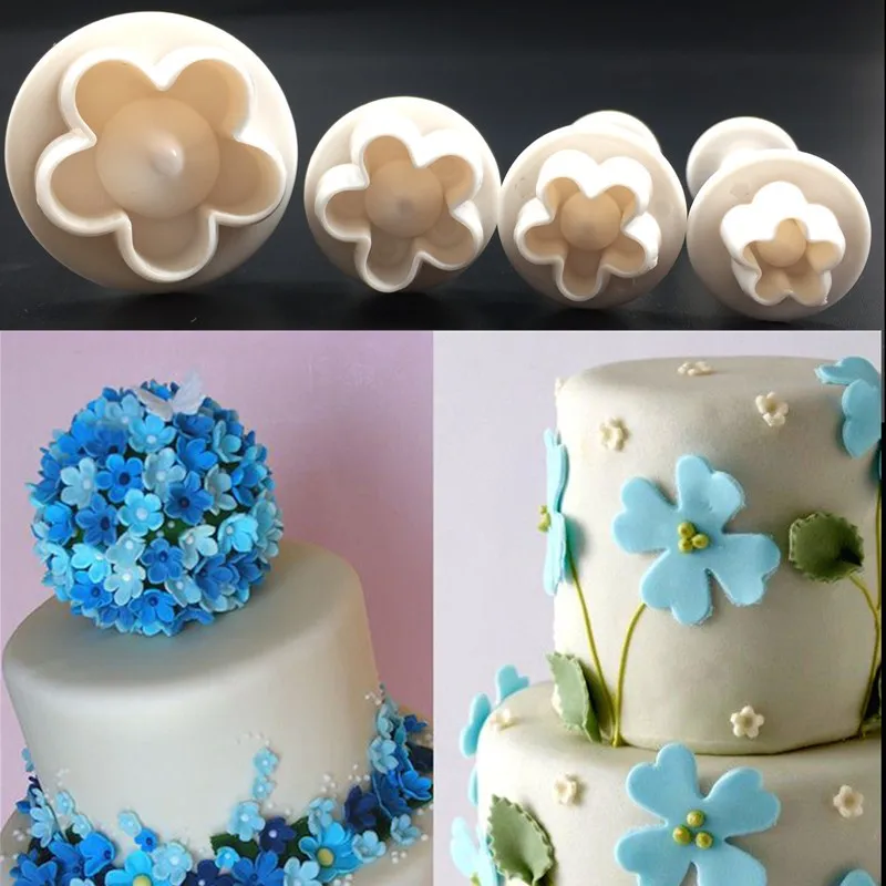 2019 New 4Pcs/Set Sugarcraft DIY Plum Flower Plunger Fondant Cutter Cake Decorating Tools Cookie Stamper Bakeware Accessories | Дом и сад