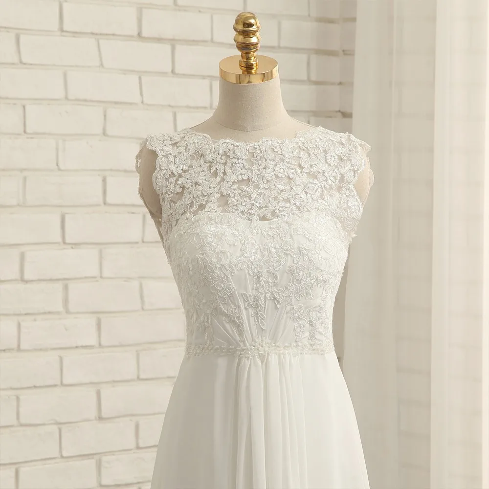 Vestido De Noiva Пляжные Свадебные платья трапециевидной формы Кепки рукава шифон