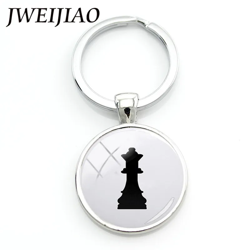 JWEIJIAO шахматный мастер брелок Chessmen glass Charms брелок для ключей с держателем международного слова коллекция для любителей шахмат на заказ