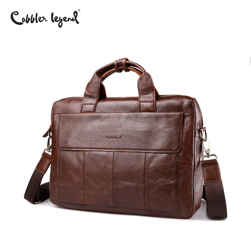 Cobbler Legend Famous Brand Genuine Leather Men Business Briefcase Laptop Bags Men's Travel Shoulder Bag Vintage Brand Handbag