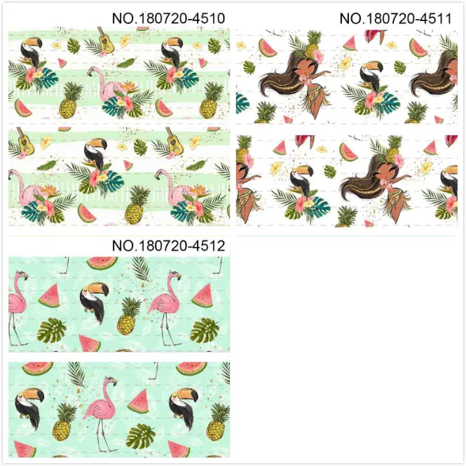 

10yards -different sizes -Flamingo Grosgrain ribbon - Cartoon character printed ribbon - watermelon,leaves,leaf,pineapple