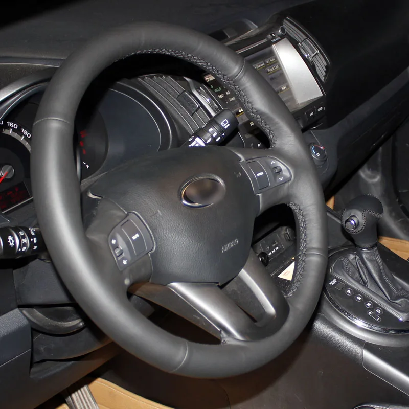 Чехол на руль BANNIS для Kia Sportage 3 2011 2014 Ceed 2010 черный кожаный чехол ручной работы|Чехлы