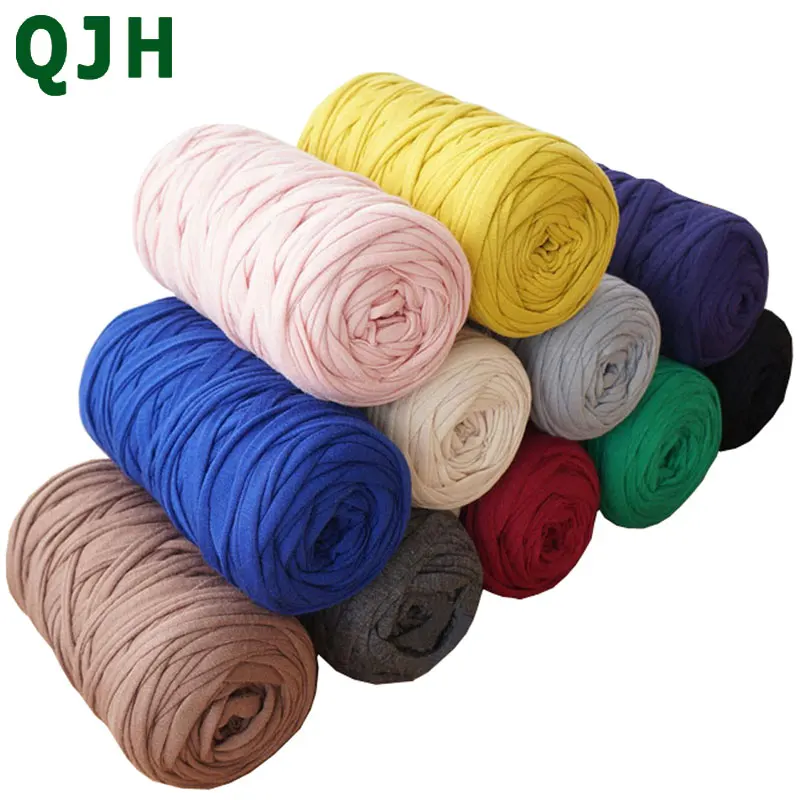 

200g/pcs Candy-colors Soft Thick Cotton Cloth Yarn Hand Knitting DIY handbag carpet material Weaving Fancy Yarns Wholesale