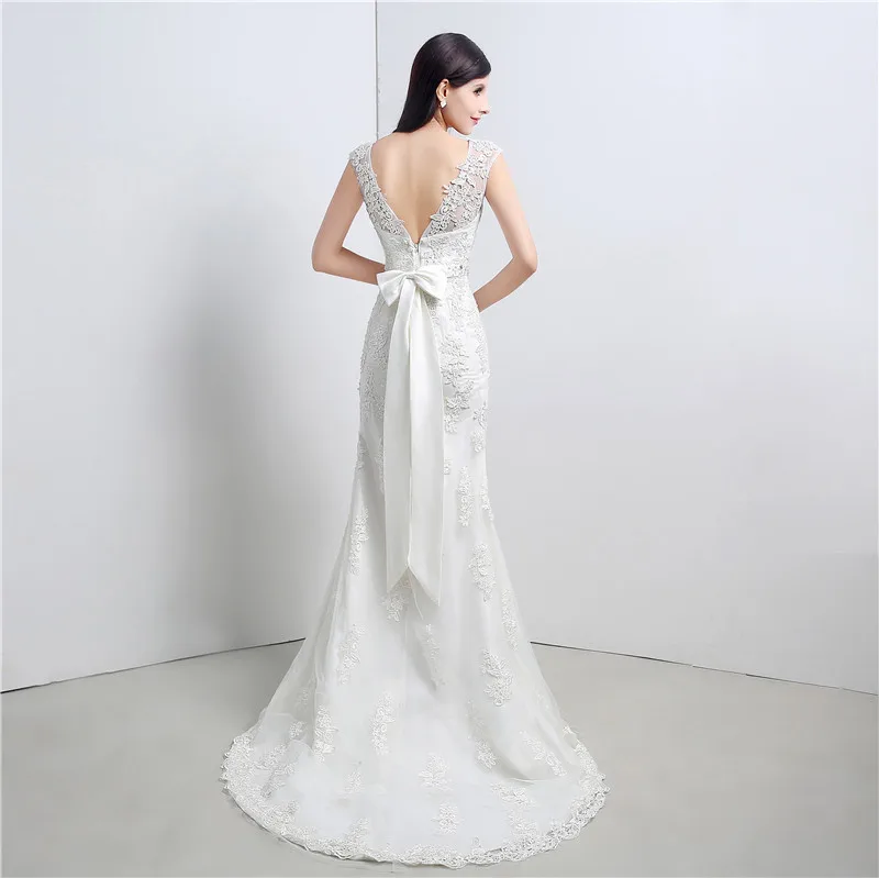 С низким вырезом на спине Vestido De Noiva свадебные платья русалки Кепки одежда с