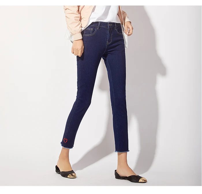 LEIJIJEANS, Новое поступление, весенние узкие джинсы с 9 точками на талии, классические синие женские джинсы с вышивкой, большие размеры, 9049