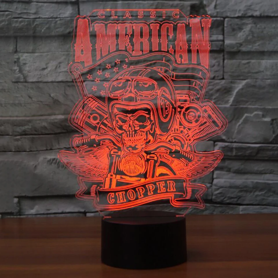 Светодиодный домашний декор 7 цветов меняющая цвет мотоциклетный моделирующий 3D