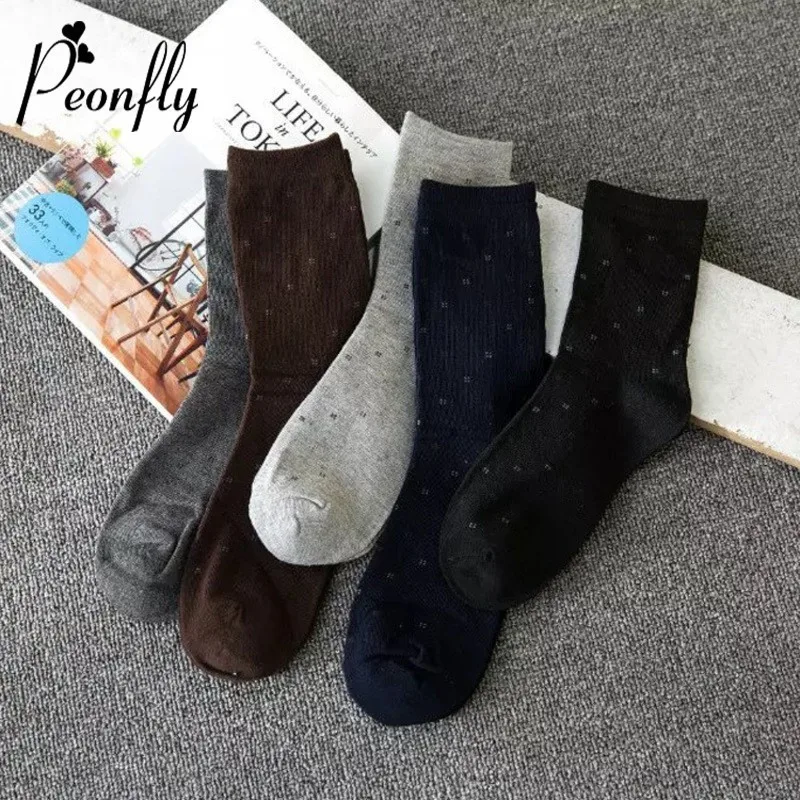 PEONFLY/модные мужские однотонные хлопковые Повседневные носки в деловом стиле; сезон весна-лето; дышащие носки; мужские носки в горошек; 1 пара