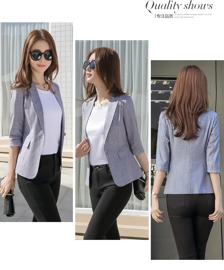 Формальные льняной блейзер для женщин 2018 тонкий короткий костюм мальчиков