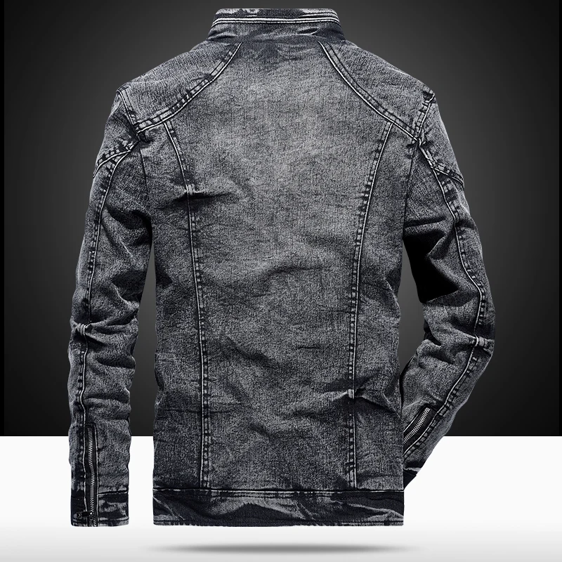 Винтаж джинсовые куртки мужские Slim Fit Повседневное Для мужчин s джинсовый пиджак Мода Винтаж одежда для Для мужчин цвет: черный, синий на молнии WN38