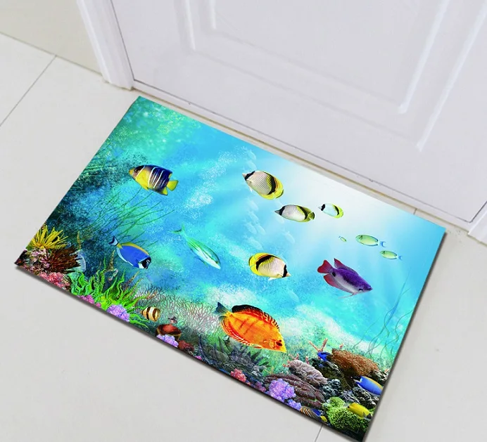 Only mat60x40cm LB подводный мир морские водоросли Коралловая рыба морская занавеска для душа Водонепроницаемая занавеска для ванной полиэфирная ткань для ванной домашний декор - Цвет: Only mat60x40cm