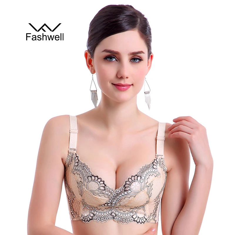 Модный женский сексуальный бюстгальтер плюс размер вышитый кружевной без
