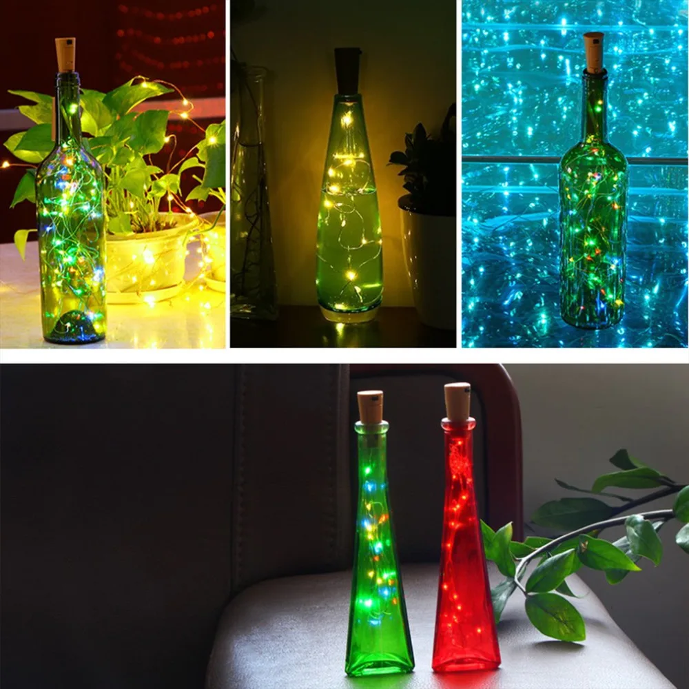 1 шт. светодиодная гирлянда для бутылки вина Пробка медная проволока Гирлянда