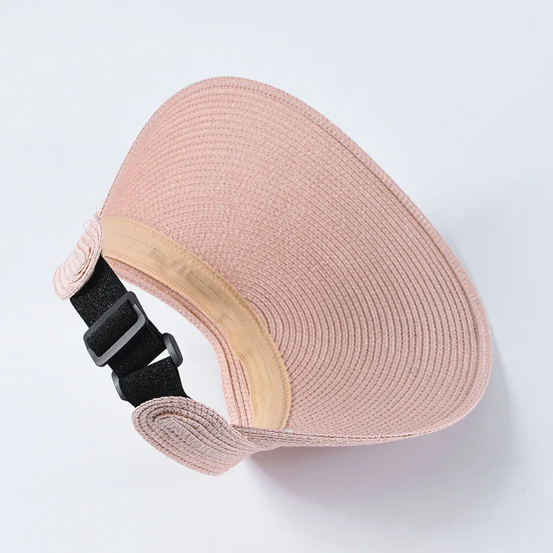 

USPOP New Summer hat female straw sun hat adjustable wide brim beach hat foldable straw visor caps without top