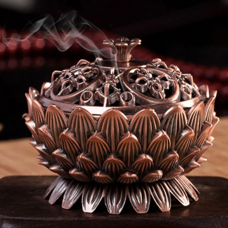 Лотос Форма цинк медный сплав благовония горелка Латунь Мини сандаловое дерево
