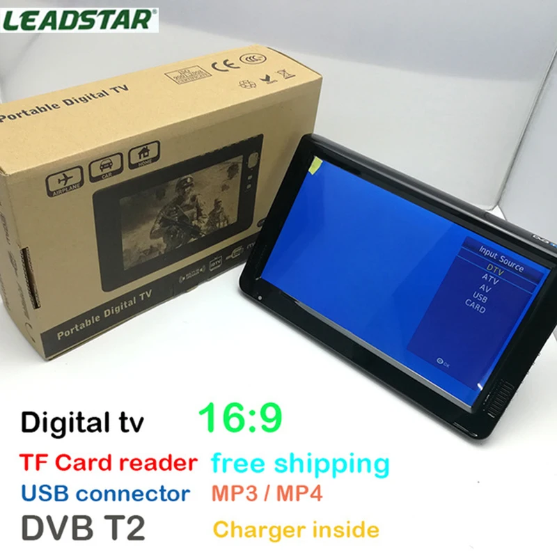 Leadstar HD TV 10 дюймов цифрового и аналогового ТВ приемник карты памяти USB