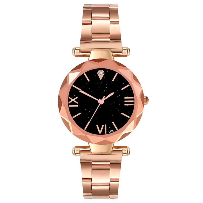 Женские кварцевые часы с ремешком из нержавеющей стали повседневные