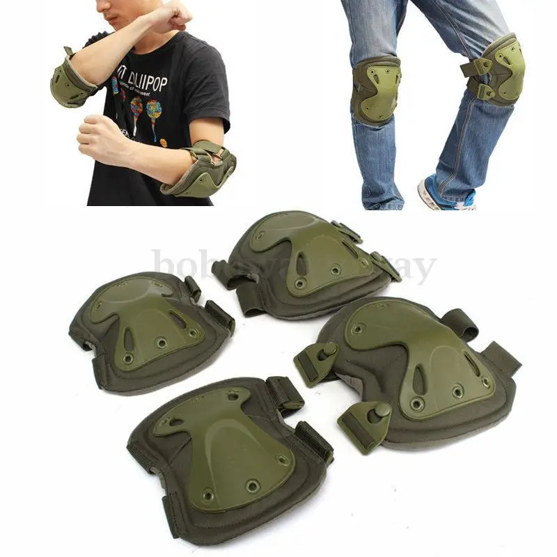 4pcs Set Tactical Paintball Protection Knee Pads & Elbow Sports Safety Protector Gear Hunting Shooting | Спорт и развлечения