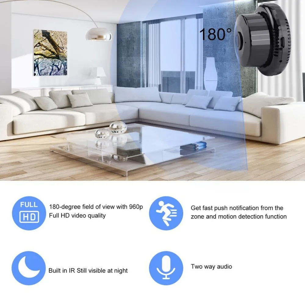720 P Wi Fi 3D VR Panorami камера 180 видеонаблюдения ip Wifi Камара IP рыбий глаз мини s|Камеры