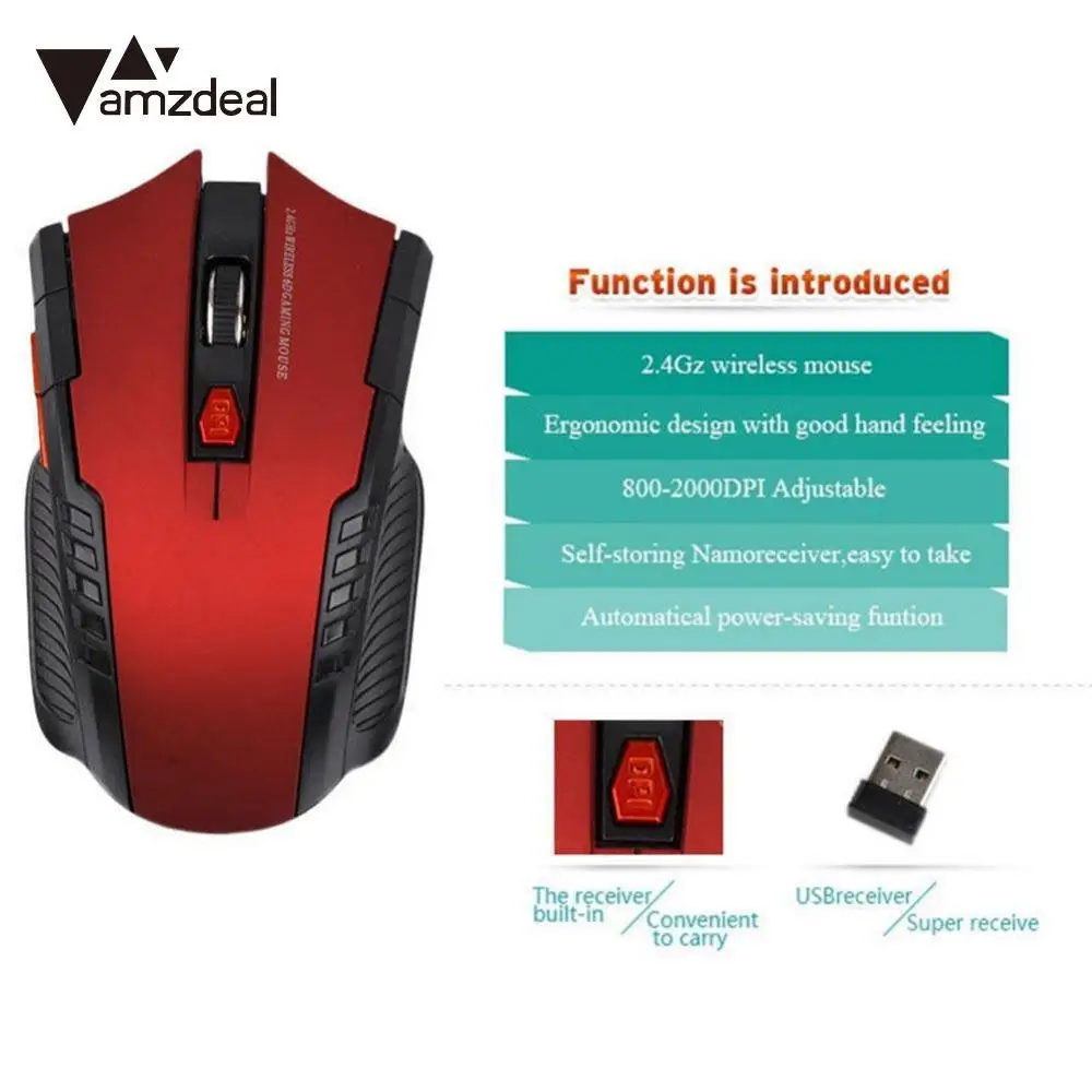 Amzdeal 3 цвета Оптический 2.4 ГГц мини Портативный Беспроводной оптическая Мышь Мыши