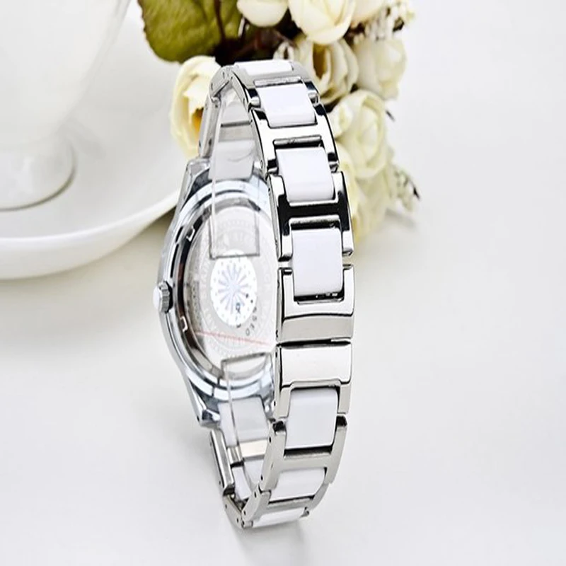 Роскошные Белые Керамические Водостойкий Керамический Спорт Женщины Наручные