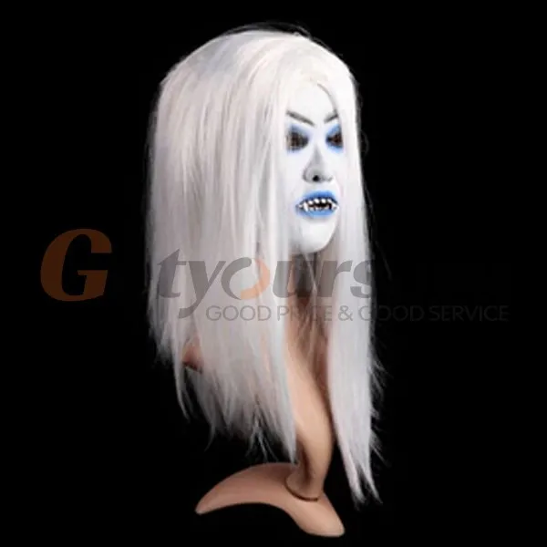 Страшная маска Хэллоуин зубы зомби Невеста с белыми волосами ужасная призрака |