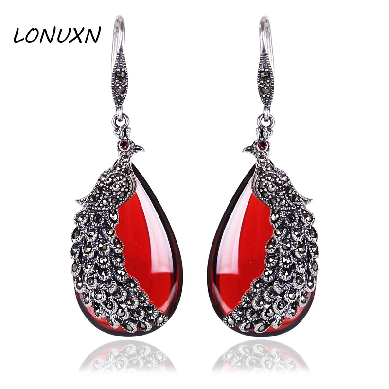 Новинка 2017 высококачественные Винтажные серьги-подвески из чистого серебра с