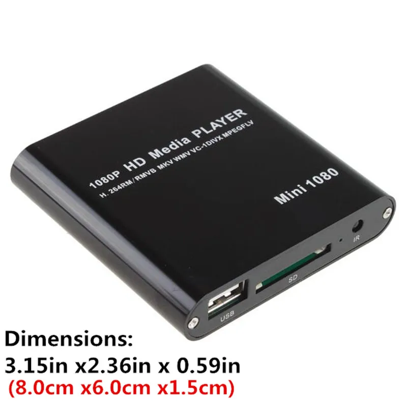 Мини Full HD 1080P USB внешний HDD плеер с SD MMC U диск Поддержка MKV AVI HDMI медиа видео плеер ИК пульт дистанционного управления Blu-Ray плеер
